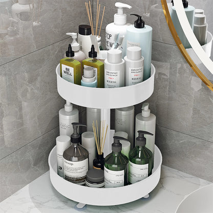 2 Tier Rotating Spice Rack, 10-Inch Spinning Spice Organizer, Kitchen Counter Storage, White